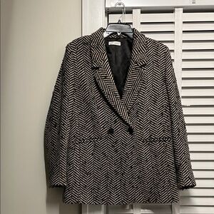 Anine Bing Black and White Herringbone Blazer